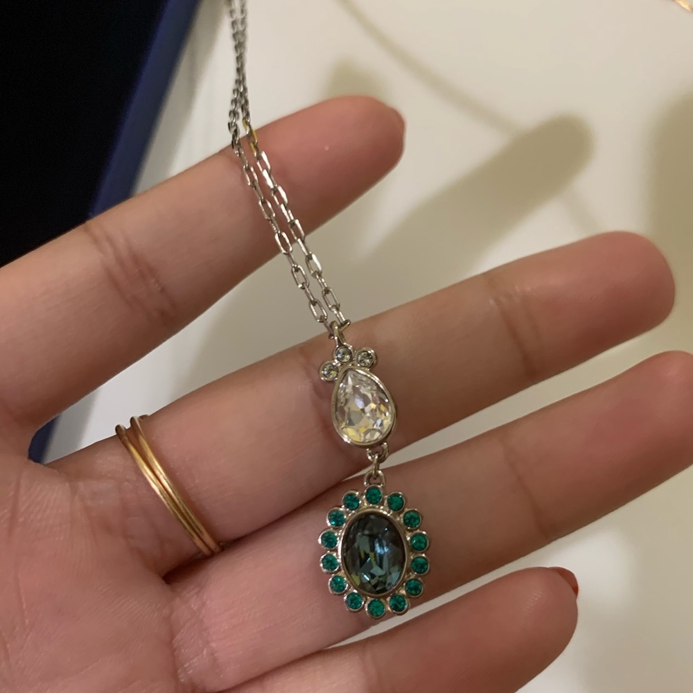 Swarovski blue-emerald silver necklace